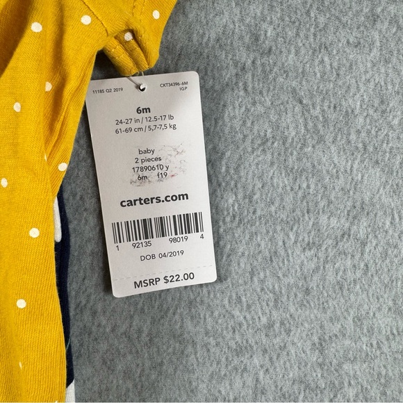 NWT Carter's Baby Girl's Bodysuit Yellow Polka Dot Navy Floral Pants 6M‎ Bundle - Picture 4 of 8